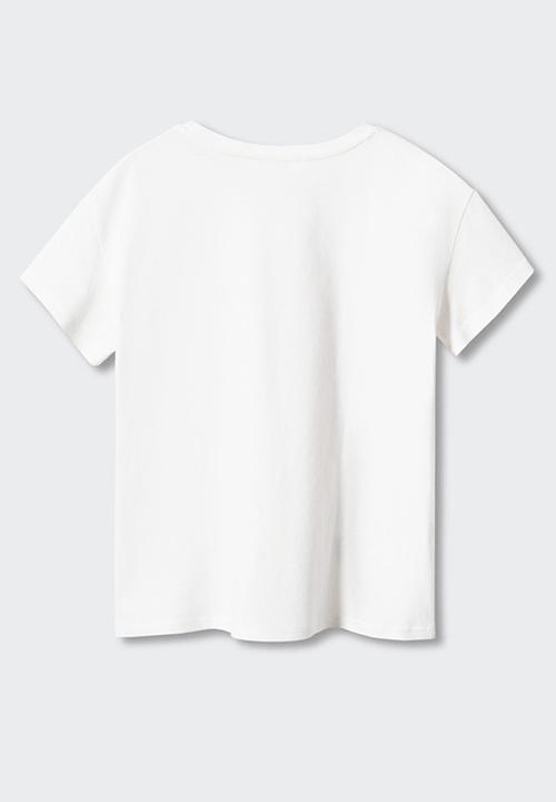 MANGO - T-shirt funny - off white