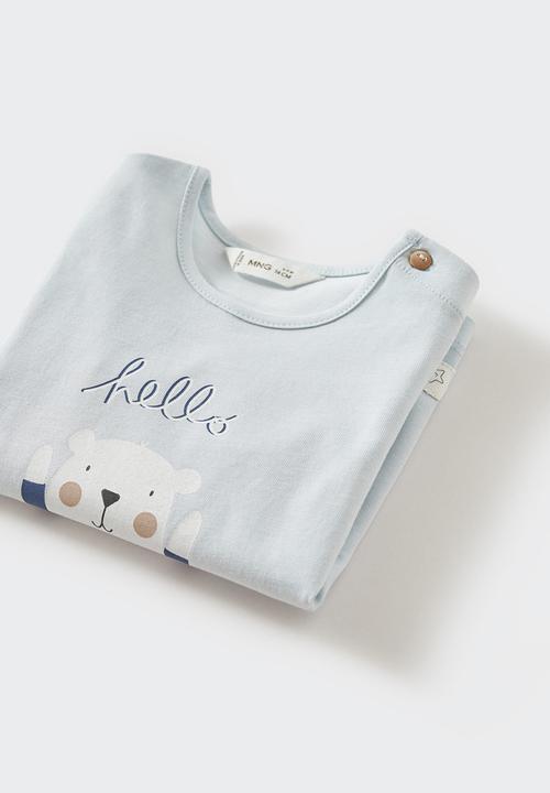 MANGO - T-shirt hello - blue 
