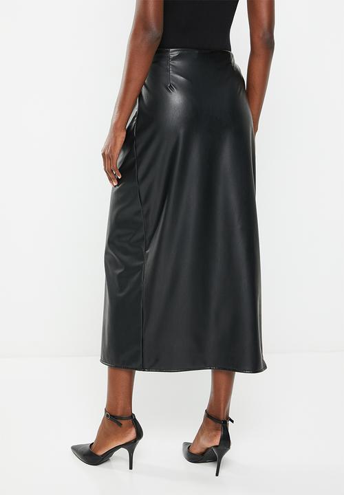 Me&B - Pu wrap skirt - black