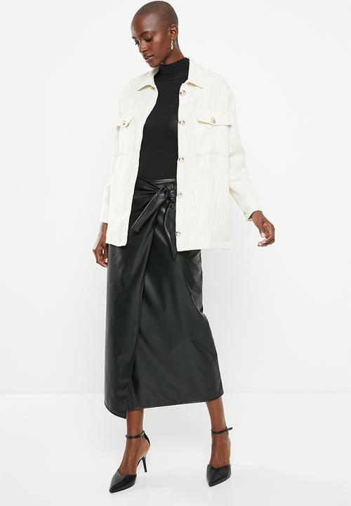 Me&B - Pu wrap skirt - black