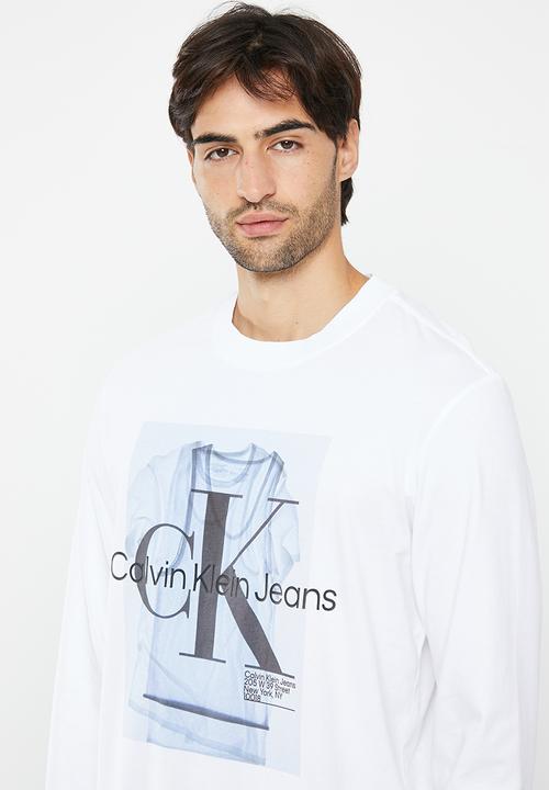 Calvin Klein - Lightbox graphic long sleeve tee - bright white
