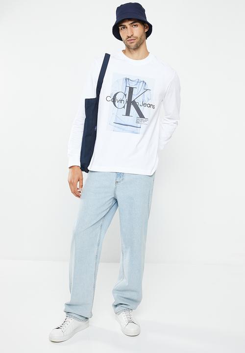 Calvin Klein - Lightbox graphic long sleeve tee - bright white