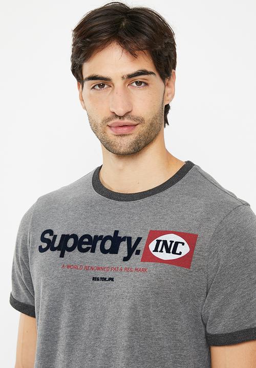 Superdry. - Vintage cl ringer tee - rich charcoal marl