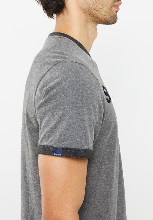 Superdry. - Vintage cl ringer tee - rich charcoal marl