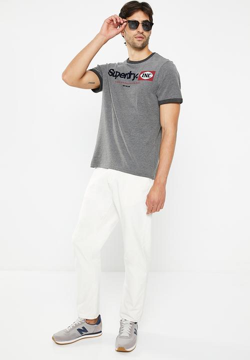 Superdry. - Vintage cl ringer tee - rich charcoal marl