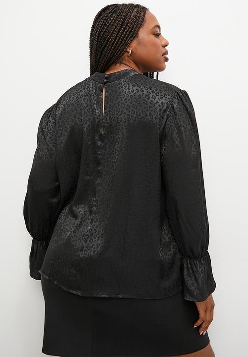 Superbalist - Jacquard high neck blouse - black