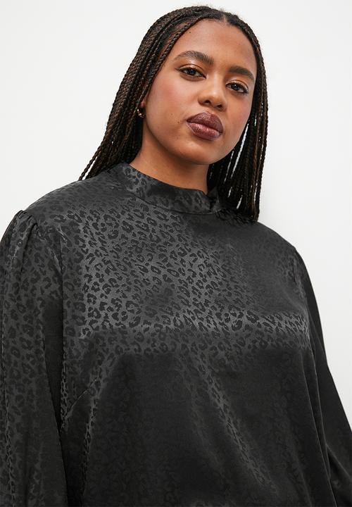 Superbalist - Jacquard high neck blouse - black
