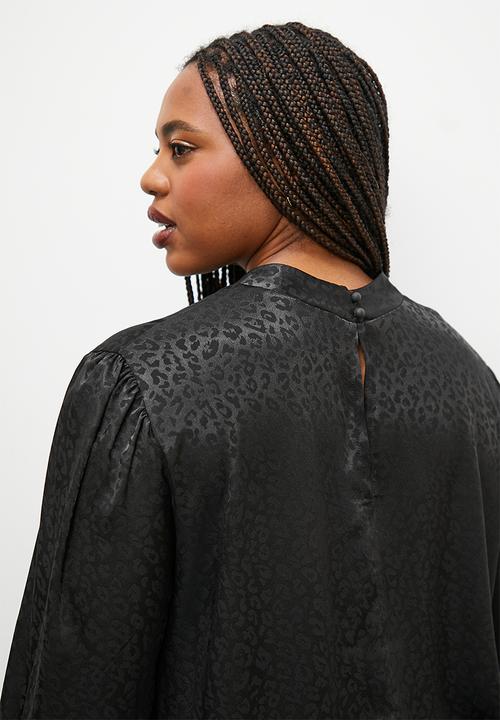 Superbalist - Jacquard high neck blouse - black