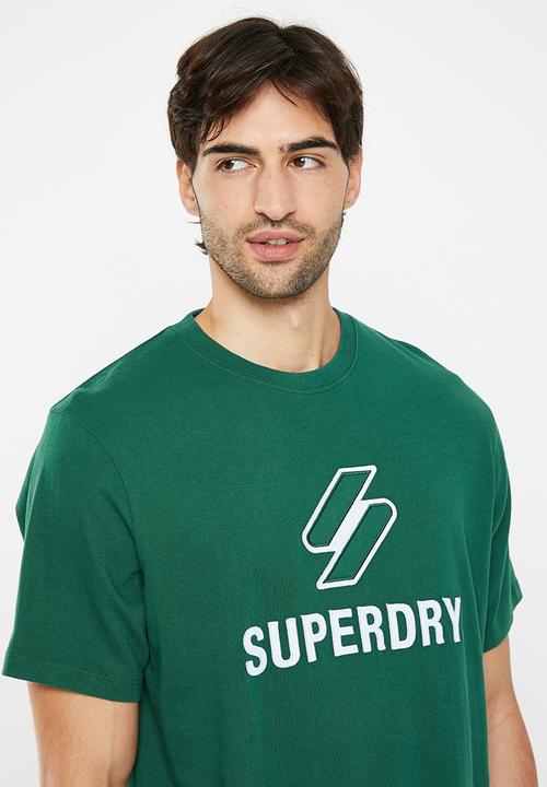 Superdry. - Code sl stacked apq tee - mid pine