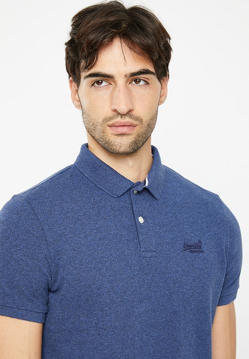 Superdry. - Classic pique polo - bright blue marl 