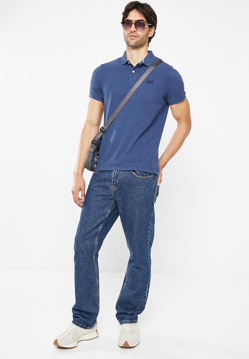 Superdry. - Classic pique polo - bright blue marl 