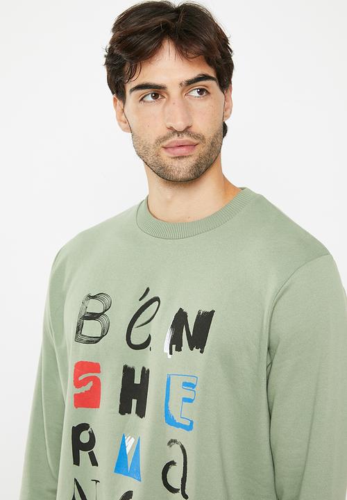 Ben Sherman - Typography crew sweater 71386 - pale khaki