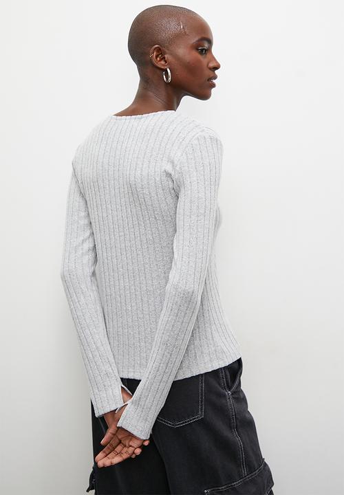 Superbalist - Rib v neck tee - light grey