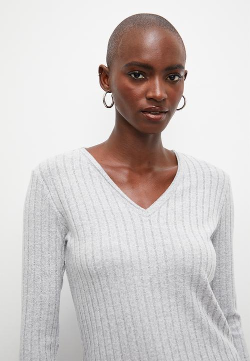 Superbalist - Rib v neck tee - light grey
