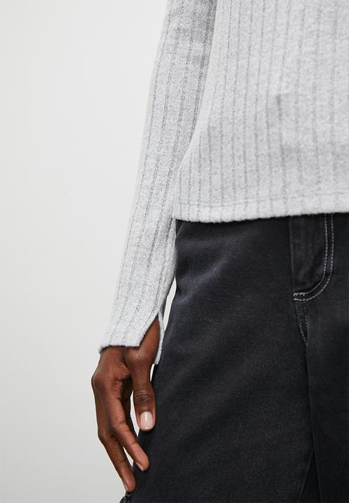 Superbalist - Rib v neck tee - light grey