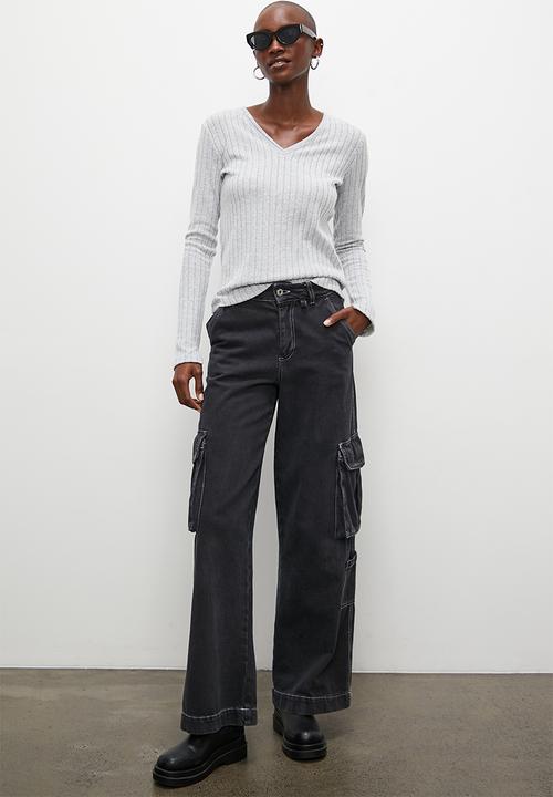 Superbalist - Rib v neck tee - light grey