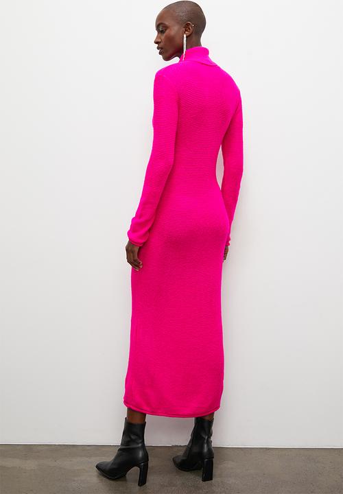 Superbalist - Poloneck column knitwear dress - pink