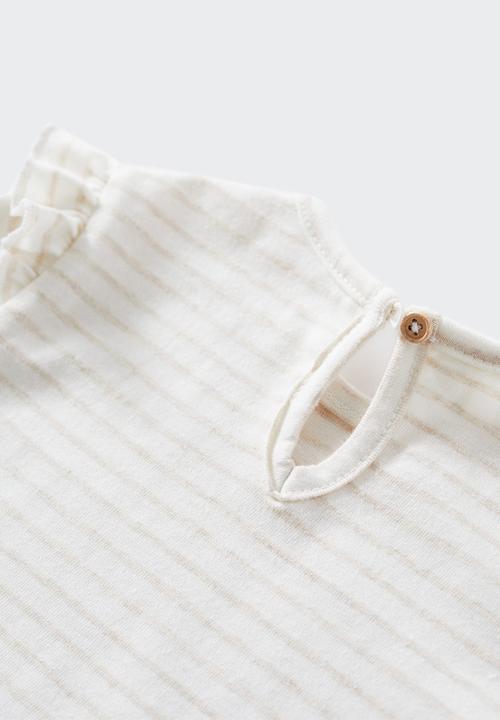 MANGO - T-shirt zipi - beige