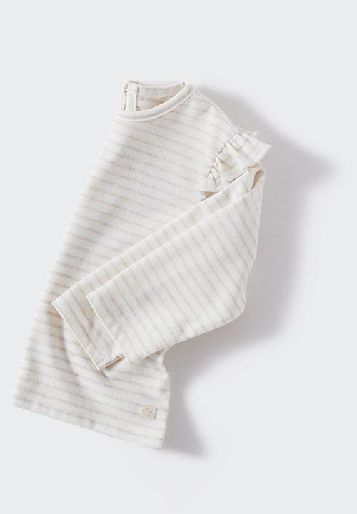 MANGO - T-shirt zipi - beige