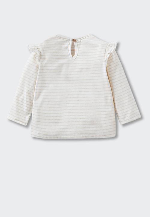 MANGO - T-shirt zipi - beige