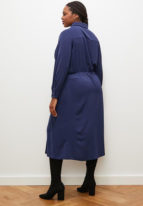 edit - Wrap over shirt dress - navy