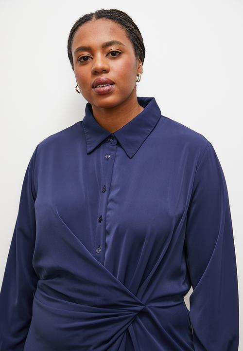 edit - Wrap over shirt dress - navy