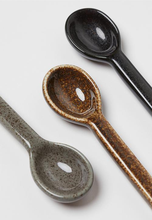 H&M - 3-pack porcelain teaspoons - grey/brown/black