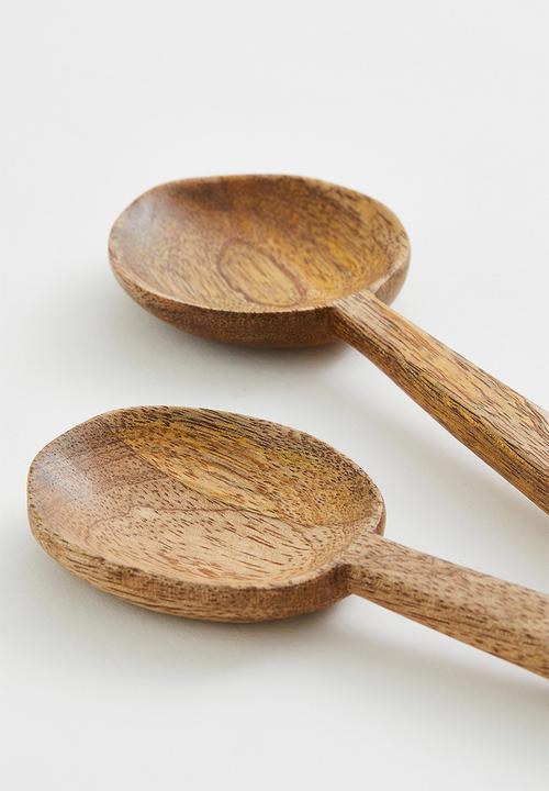 H&M - 2-piece wooden serving set - light brown