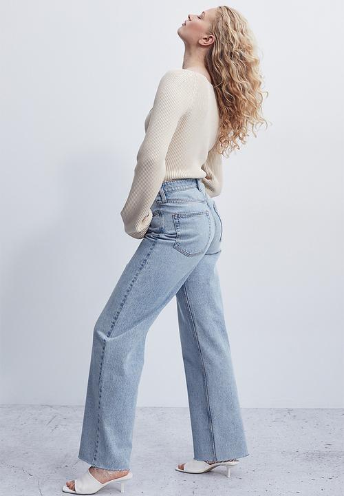 H&M - Wide ultra high jeans - light denim blue