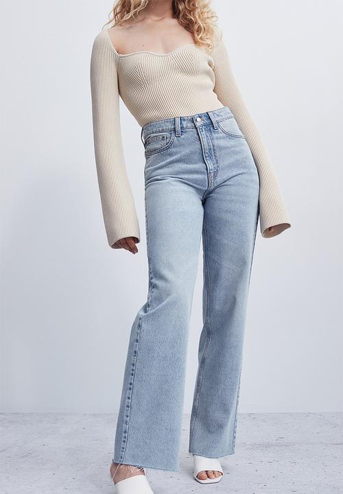 H&M - Wide ultra high jeans - light denim blue