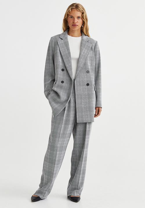 H&M - Double-breasted blazer - grey/checked