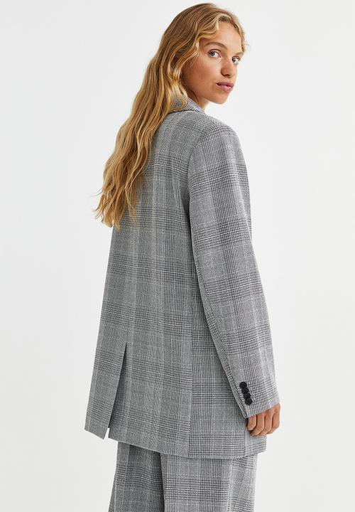 H&M - Double-breasted blazer - grey/checked