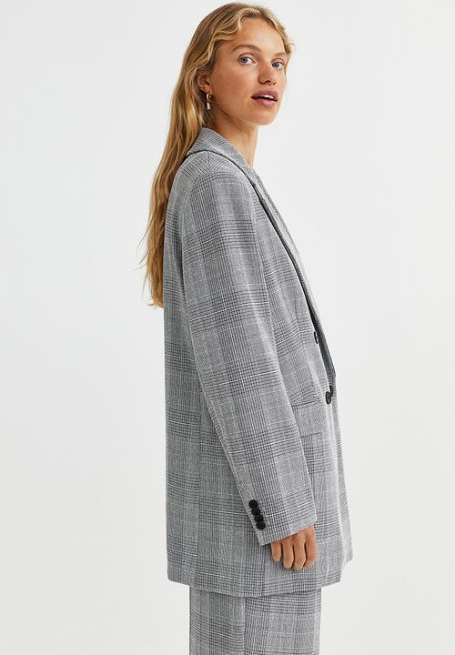 H&M - Double-breasted blazer - grey/checked