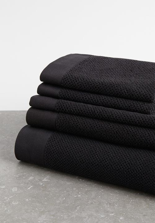 H&M - 2-pack cotton terry guest towels - black