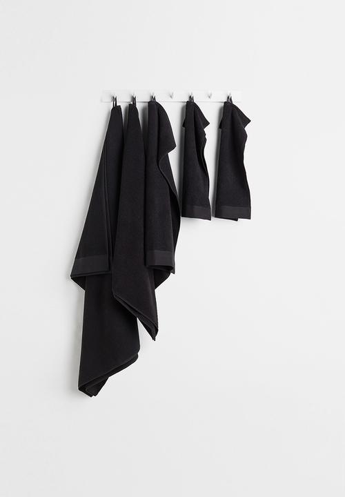 H&M - 2-pack cotton terry guest towels - black