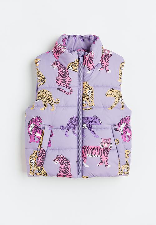 H&M - Puffer gilet - light purple/tigers