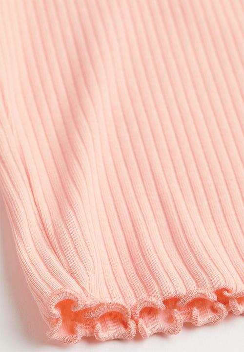 H&M - Ribbed T-shirt - light pink 