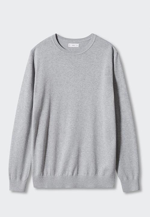 MANGO - Sweater basneck - light grey denim