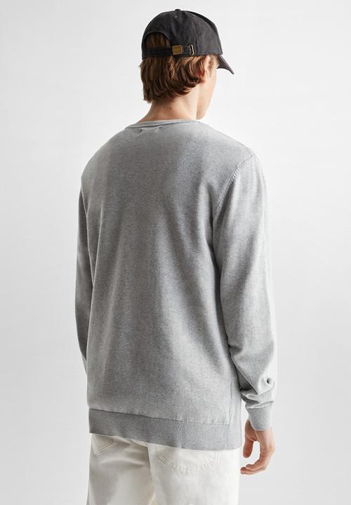 MANGO - Sweater basneck - light grey denim