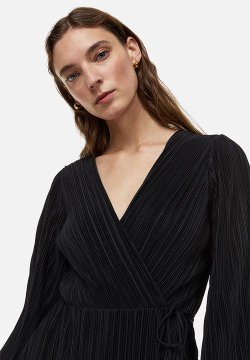 H&M - Pleated wrapover dress - black