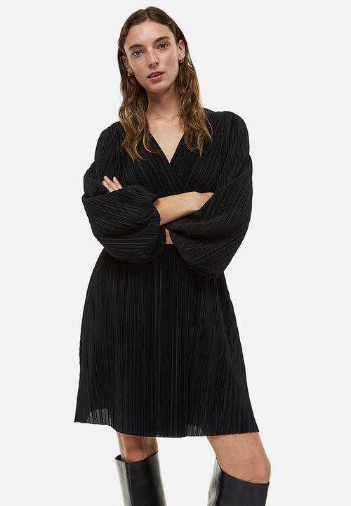 H&M - Pleated wrapover dress - black