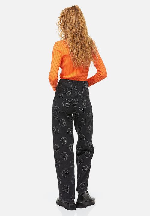 H&M - Wide regular jeans - black/the simpsons