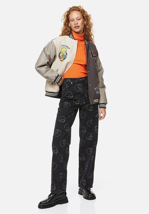 H&M - Wide regular jeans - black/the simpsons