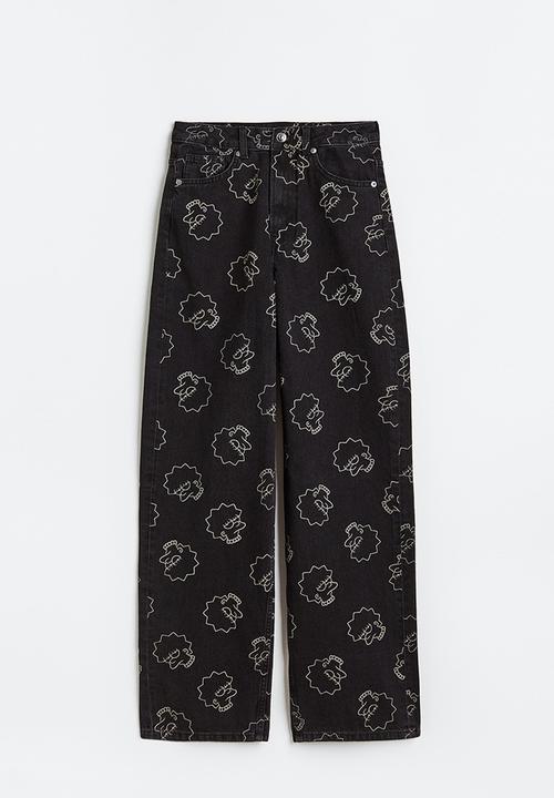H&M - Wide regular jeans - black/the simpsons
