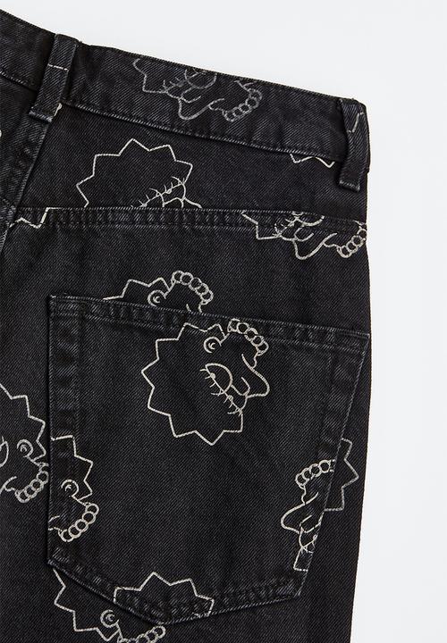 H&M - Wide regular jeans - black/the simpsons