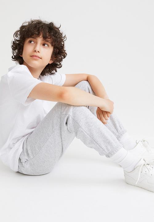 H&M - 2-Pack loose fit sweatshirt joggers - light grey marl/black