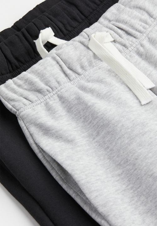 H&M - 2-Pack loose fit sweatshirt joggers - light grey marl/black