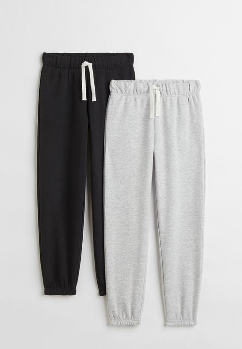 H&M - 2-Pack loose fit sweatshirt joggers - light grey marl/black