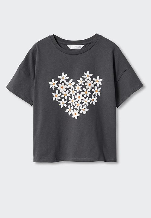 MANGO - T-shirt marga - charcoal