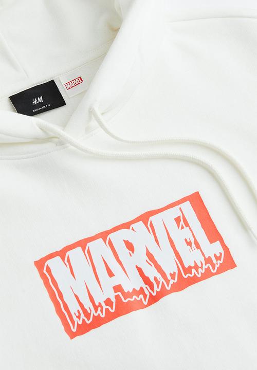 H&M - Printed hoodie - white & marvel